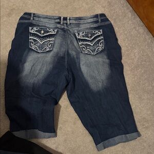 Embroidered Denim Shorts